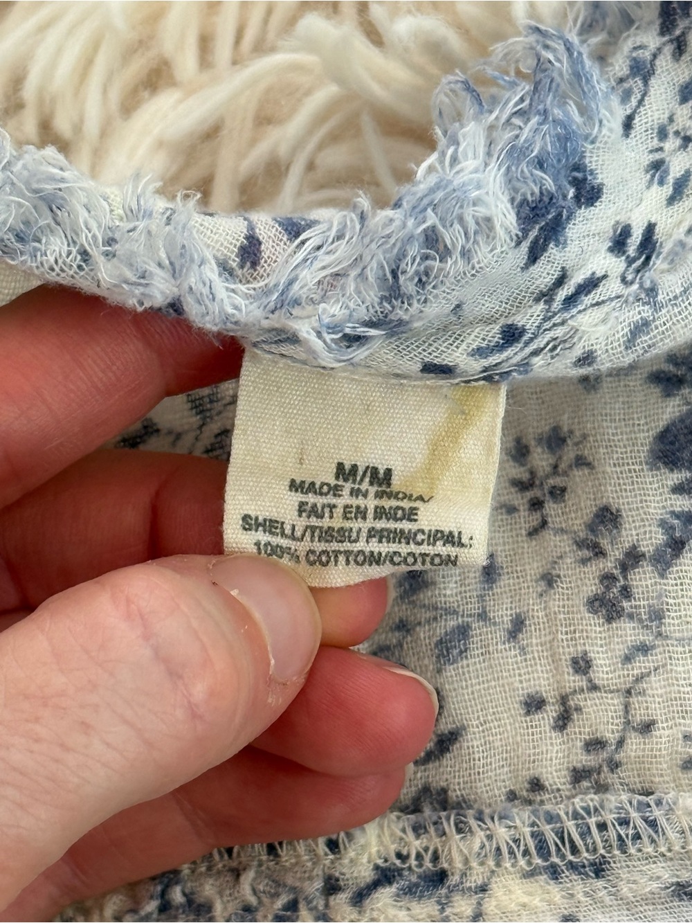 Ralph Lauren Denim & Supply M Floral Cotton Ruffle Peasant Blouse Boho Blue - Picture 8 of 8